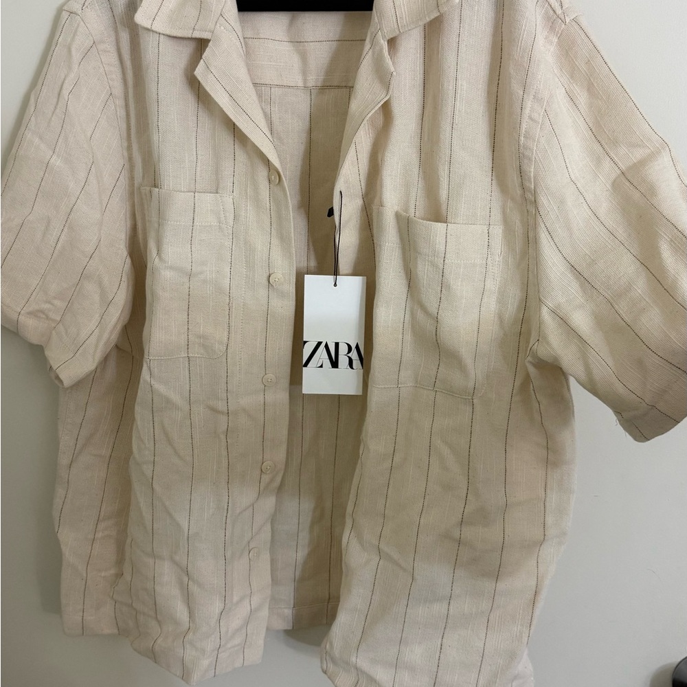 Zara Cream Short Sleeve Shirt